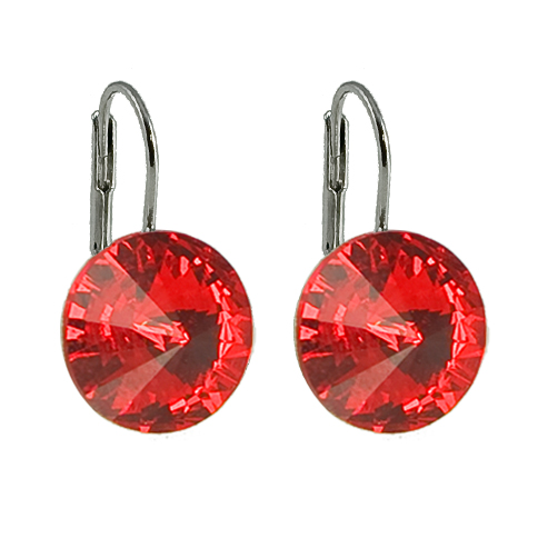Náušnice červené Rivoli se Swarovski Elements Light Siam 14 mm