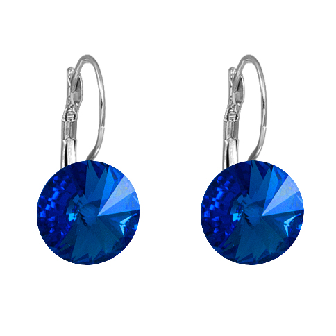 Náušnice tmavě modré Rivoli se Swarovski Elements visací Sapphire 12 mm