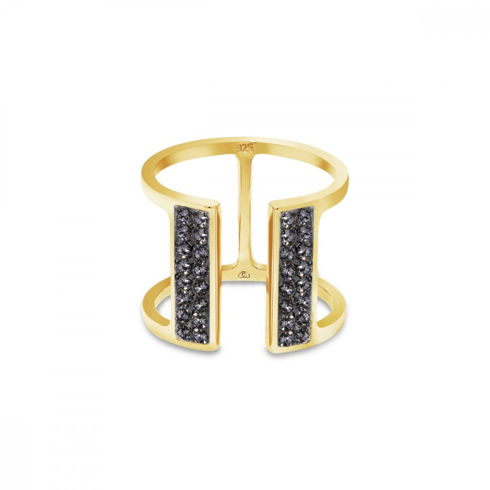 Prsten šedý se Swarovski Elements Radiance PGFMP2SN Silver Night 54 - 56