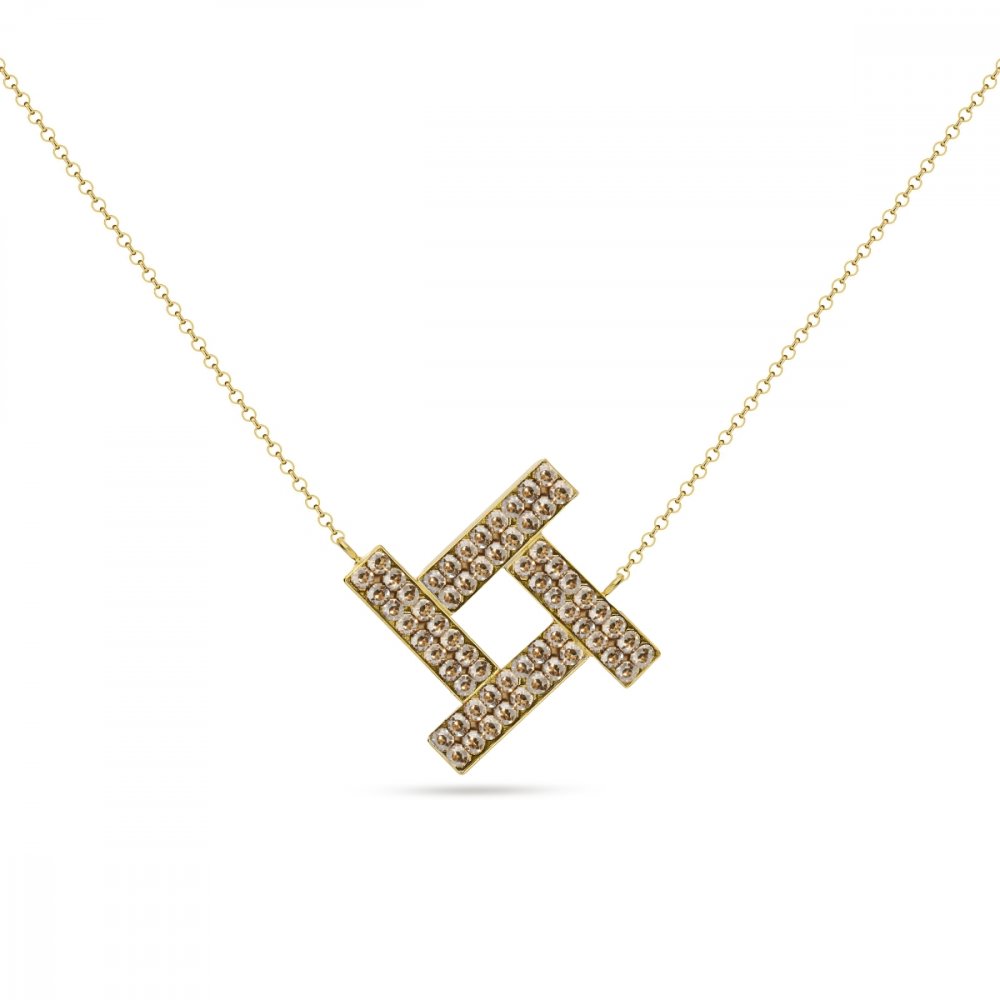Levně Náhrdelník zlatý se Swarovski Elements Sol NGFMP4GSGS Golden Shadow