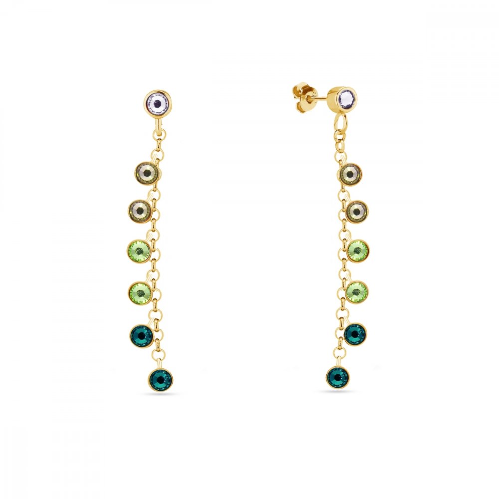 Náušnice zelené se Swarovski Elements Milipedo KCGROLO2038EM Emerald