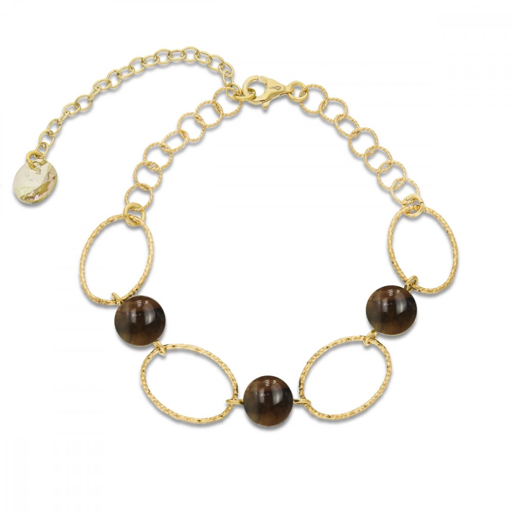 Stříbrný pozlacený náramek zlaté barvy Crystalactite BG6017GS8TO Golden Shadow