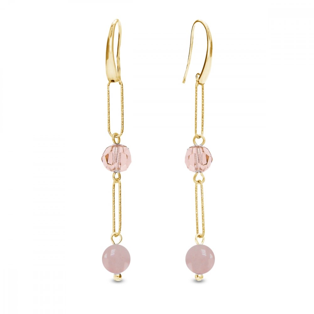 Stříbrné pozlacené náušnice růžové Trilliant KWG4706VR6RQ Vintage Rose