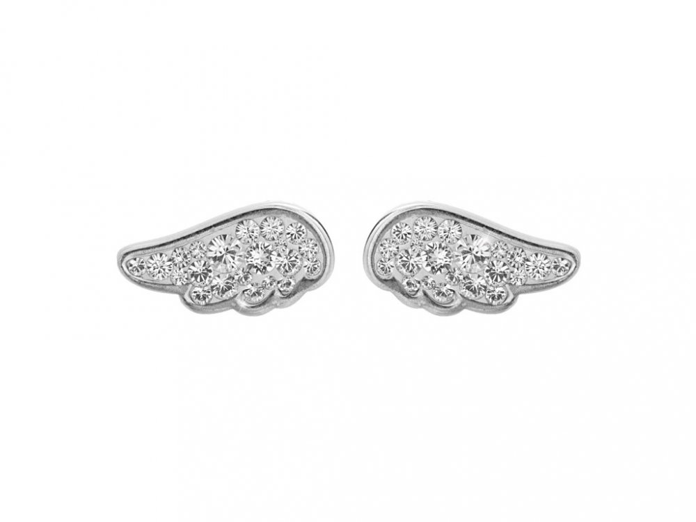 Stříbrné náušnice čiré se Swarovski Elements křídla Krystal