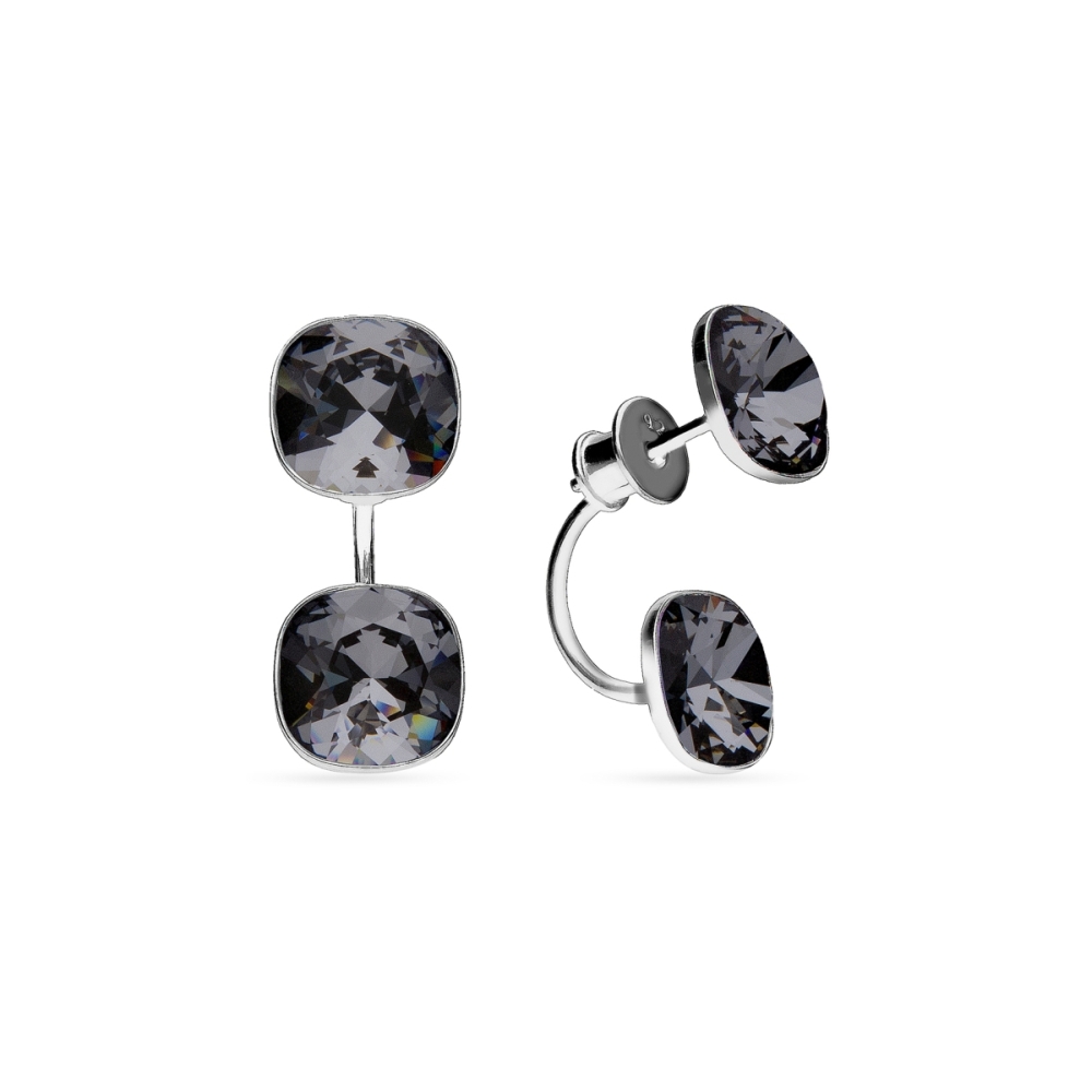 Náušnice Swarovski Elements tvaru čtverce Netta KF447010SN Silver Night