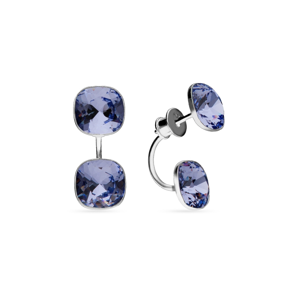 Levně Náušnice Swarovski Elements tvaru čtverce Netta KF447010PL Provence Lavender