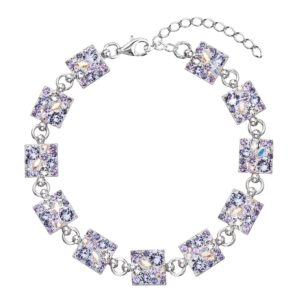 Levně Stříbrný náramek se Swarovski krystaly fialový 33047.3 Violet
