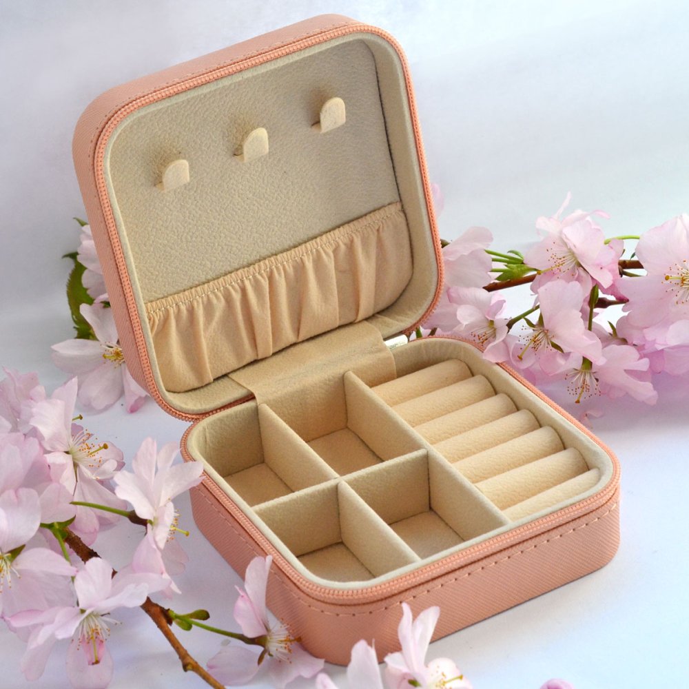 Šperkovnice čtvercová na zip SK0001 lososová