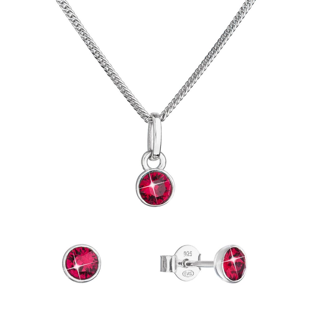 Levně Sada šperků s krystaly Swarovski náušnice, řetízek a přívěsek červené 39177.3 Ruby