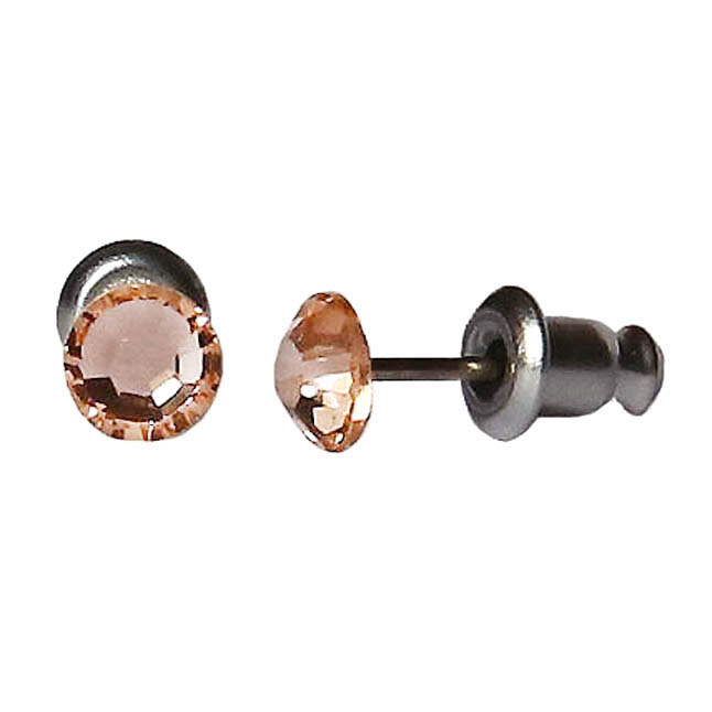 Náušnice Swarovski Elements s broušeným krystalem, visací, tvar tečka, béžové