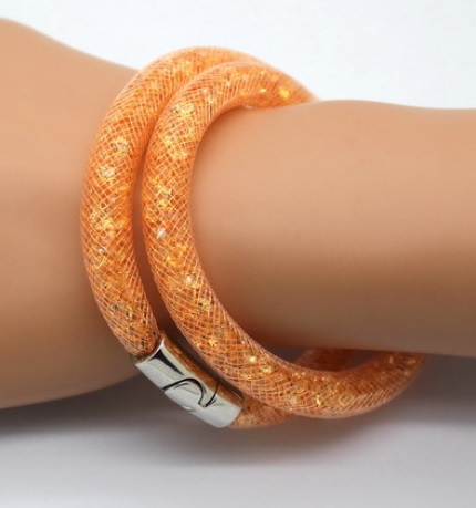 Náramek oranžový Stardust s křišťály dvojitý