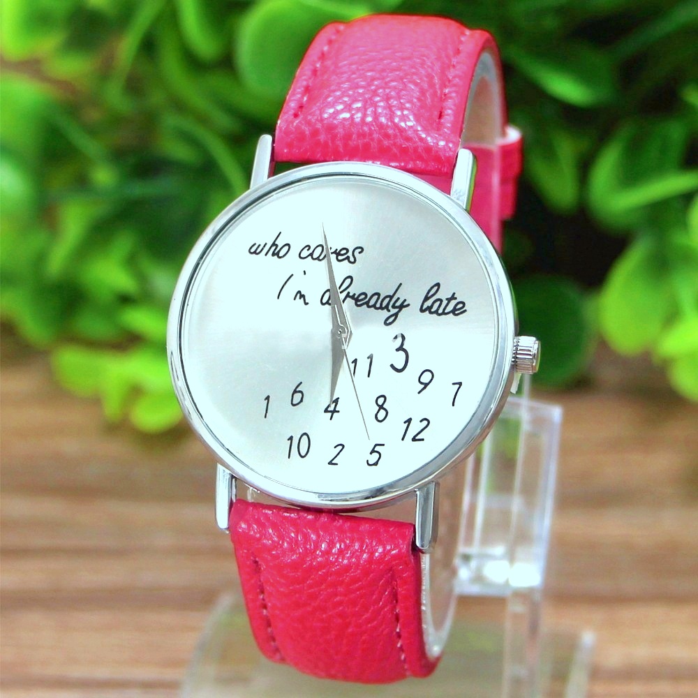 Tmavě růžové módní hodinky Who cares...