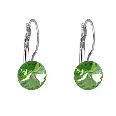 Náušnice zelené Rivoli se Swarovski Elements visací Peridot 8 mm