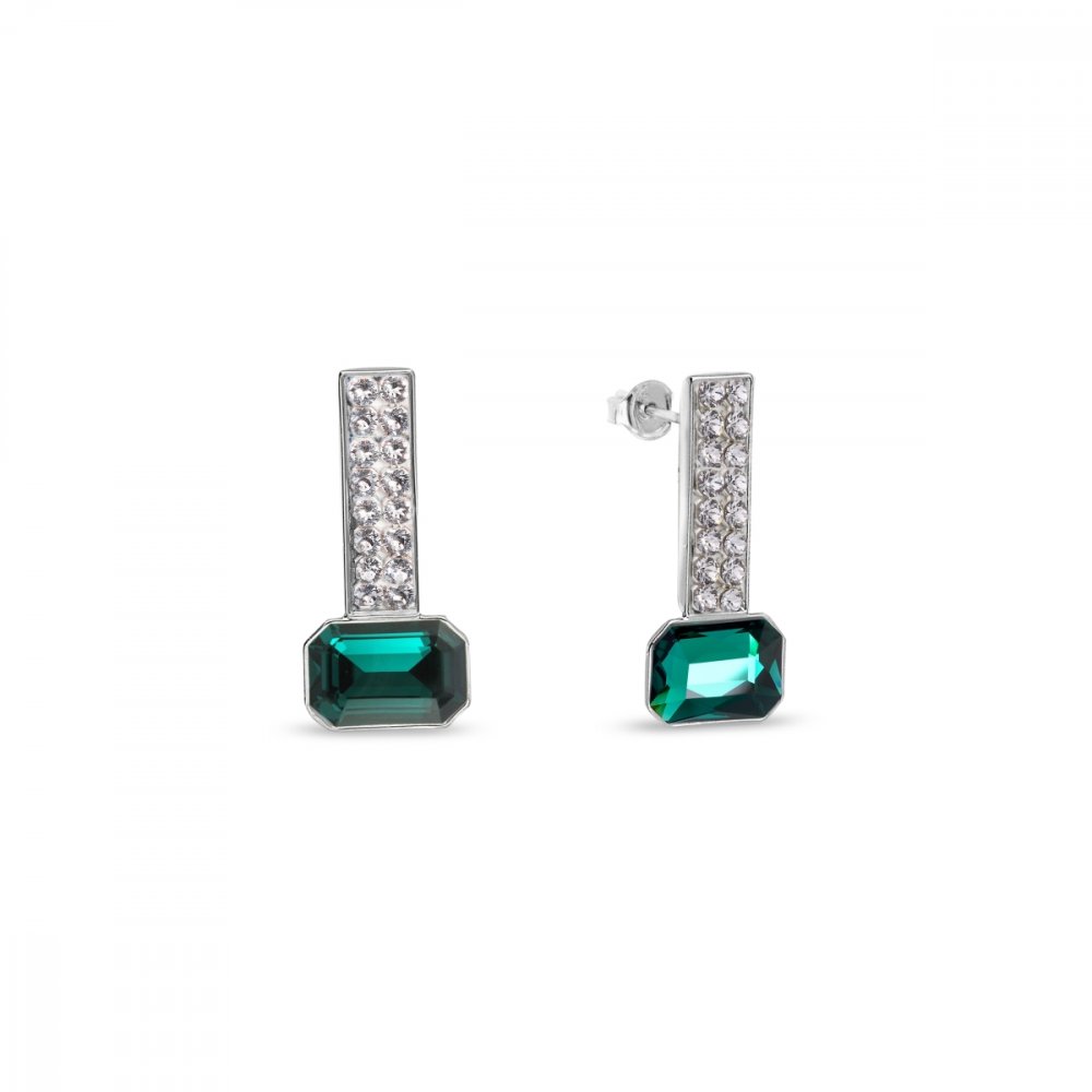Levně Náušnice zelené se Swarovski Elements Royal Wand KFM2602CEM Emerald