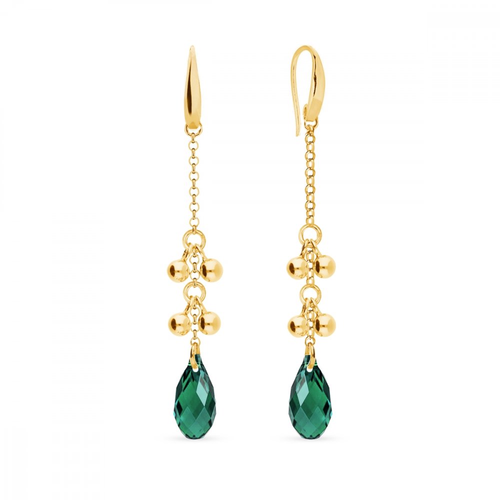 Náušnice zelené se Swarovski Elements Triumph KWGROLO6010EM Emerald