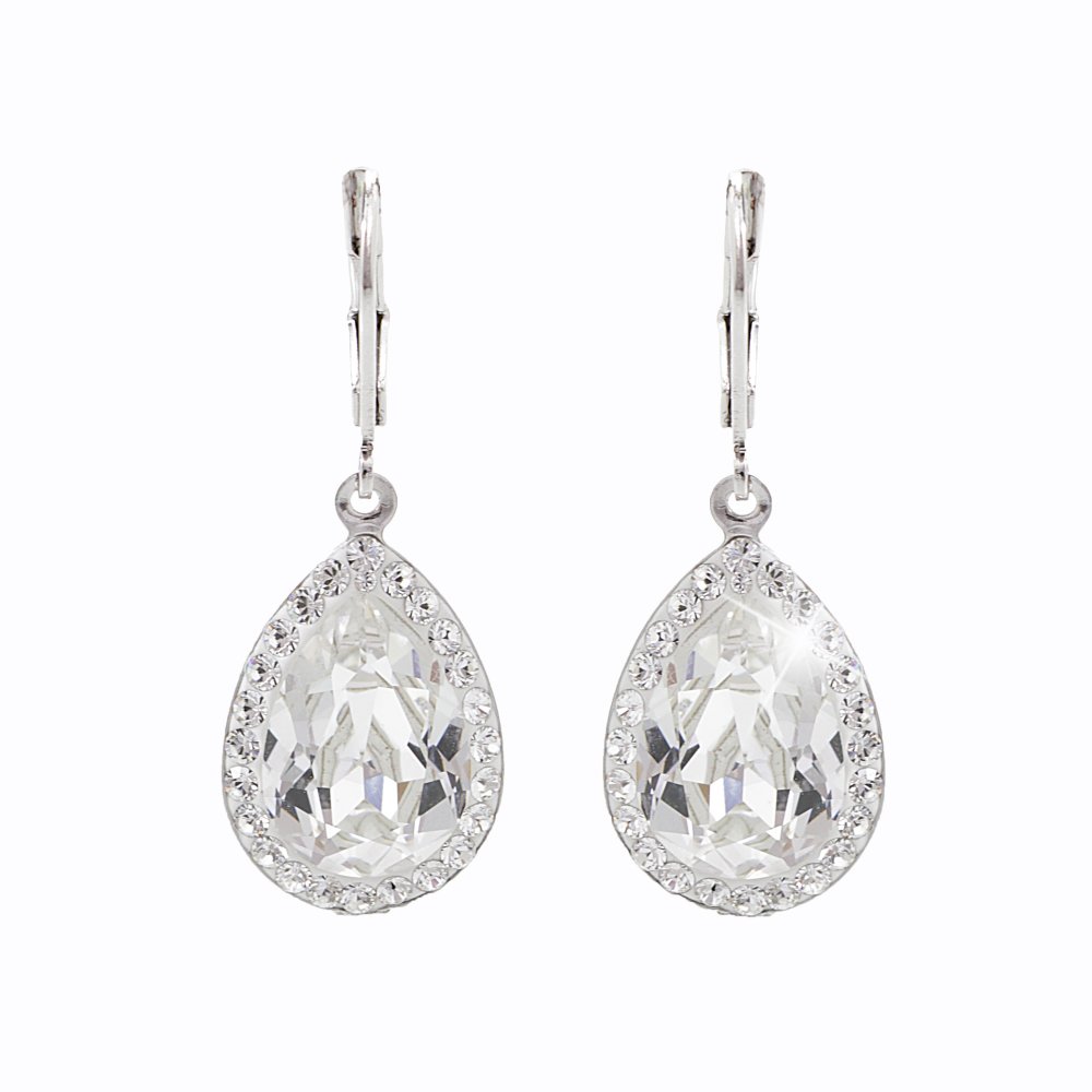 Náušnice čiré se Swarovski Elements Kapka Krystal