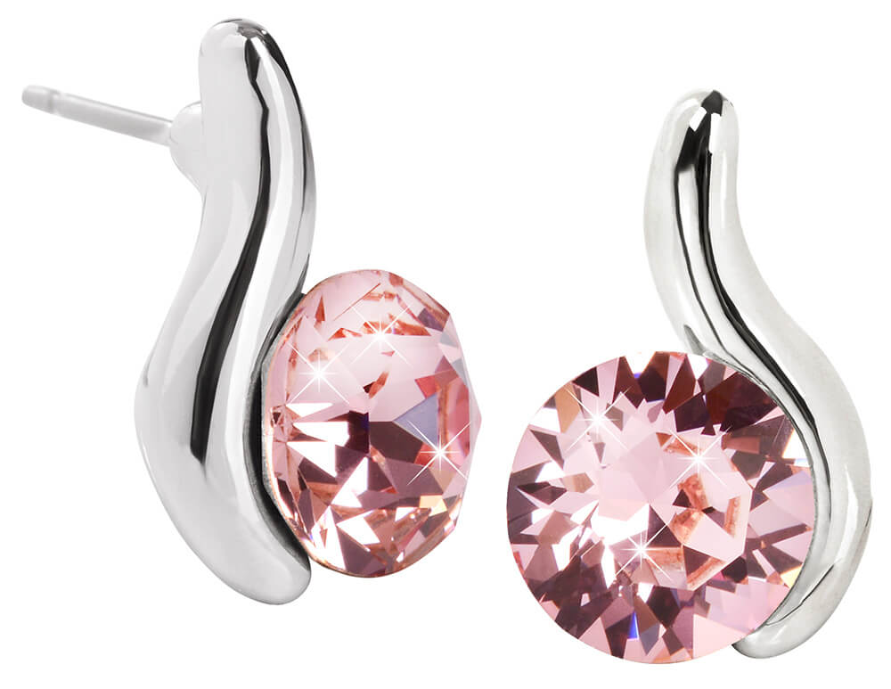 Náušnice se Swarovski Elements růžová vlnka Light Rose