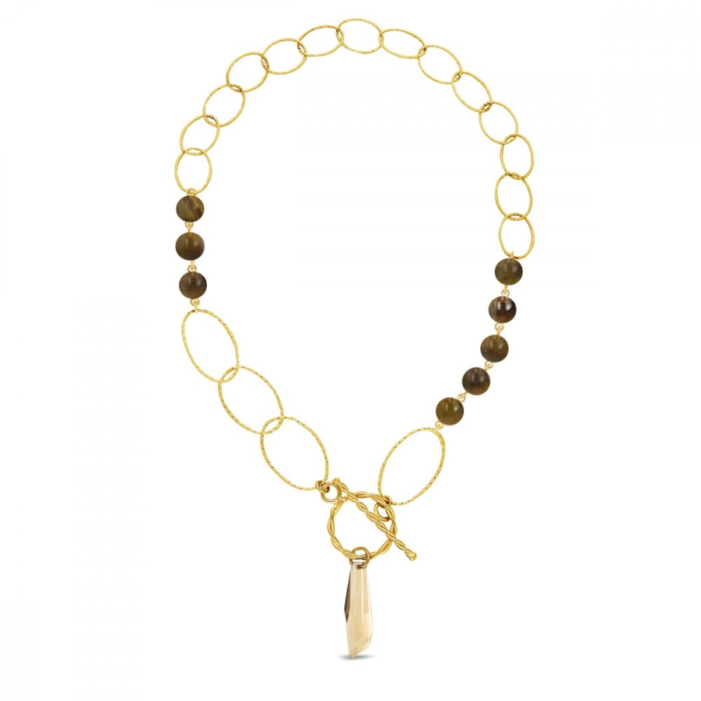 Stříbrný pozlacený náhrdelník zlaté barvy Crystalactite NG6017GS8TO Golden Shadow