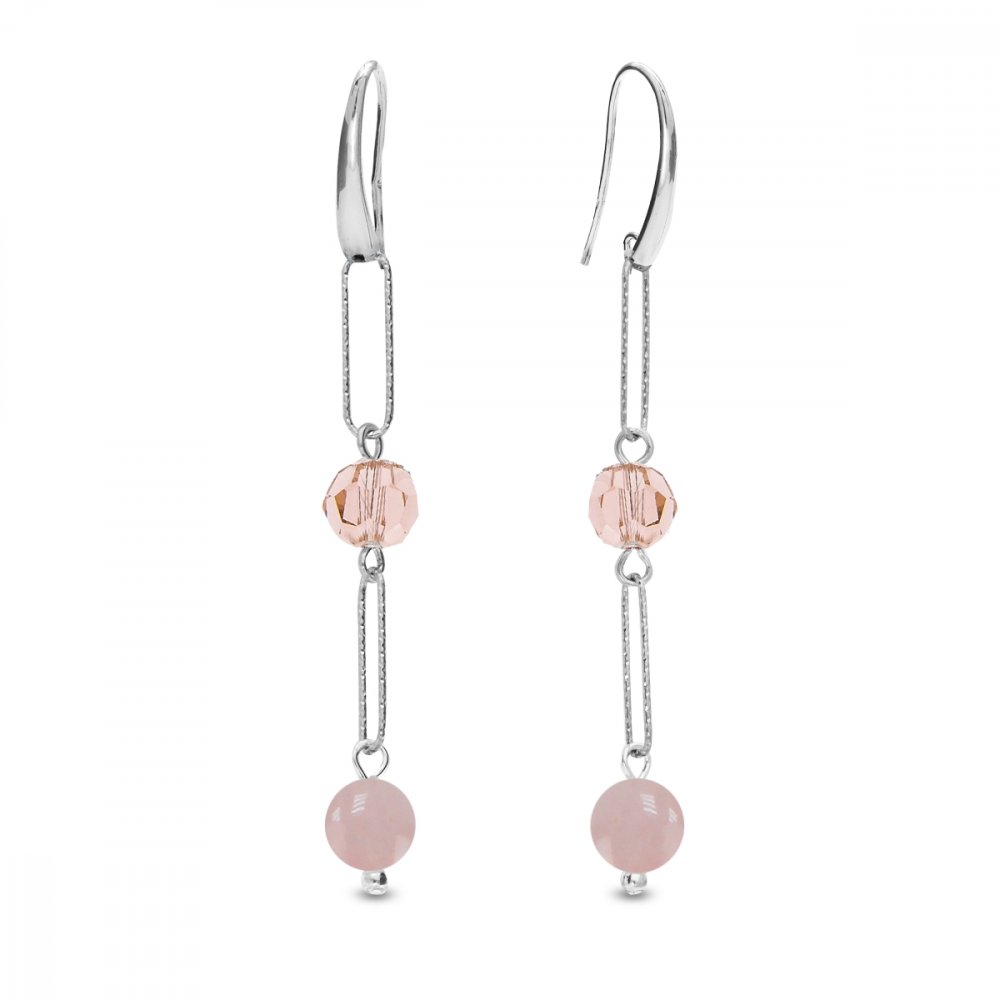 Stříbrné náušnice růžové Trilliant  KW4706VR6RQ Vintage Rose