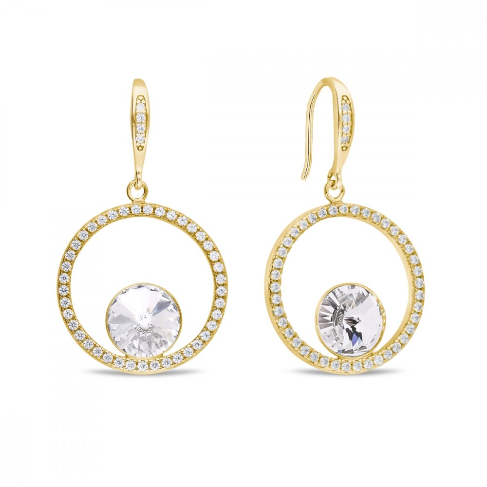 Levně Stříbrné pozlacené náušnice čiré se Swarovski Elements Orbita KWCDG1122SS39C Krystal