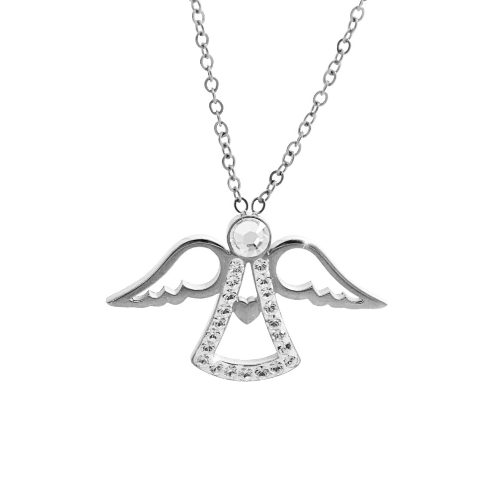 Náhrdelník z chirurgické oceli s krystaly Swarovski Elements Anděl