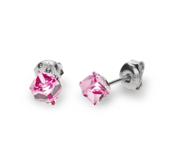 Náušnice se Swarovski Elements Small Cube Studs K48414LR Light Rose