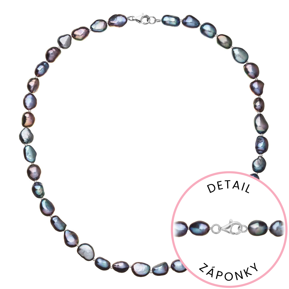 Perlový náhrdelník z říčních perel se zapínáním z bílého 14 karátového zlata 822027.3/9260B peacock,Perlový náhrdelník z říčních perel se zapínáním z