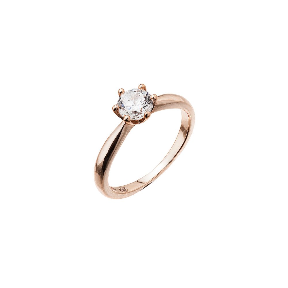 Levně Pozlacený stříbrný prsten s jemným zirkonem 15014.1 rose gold 48