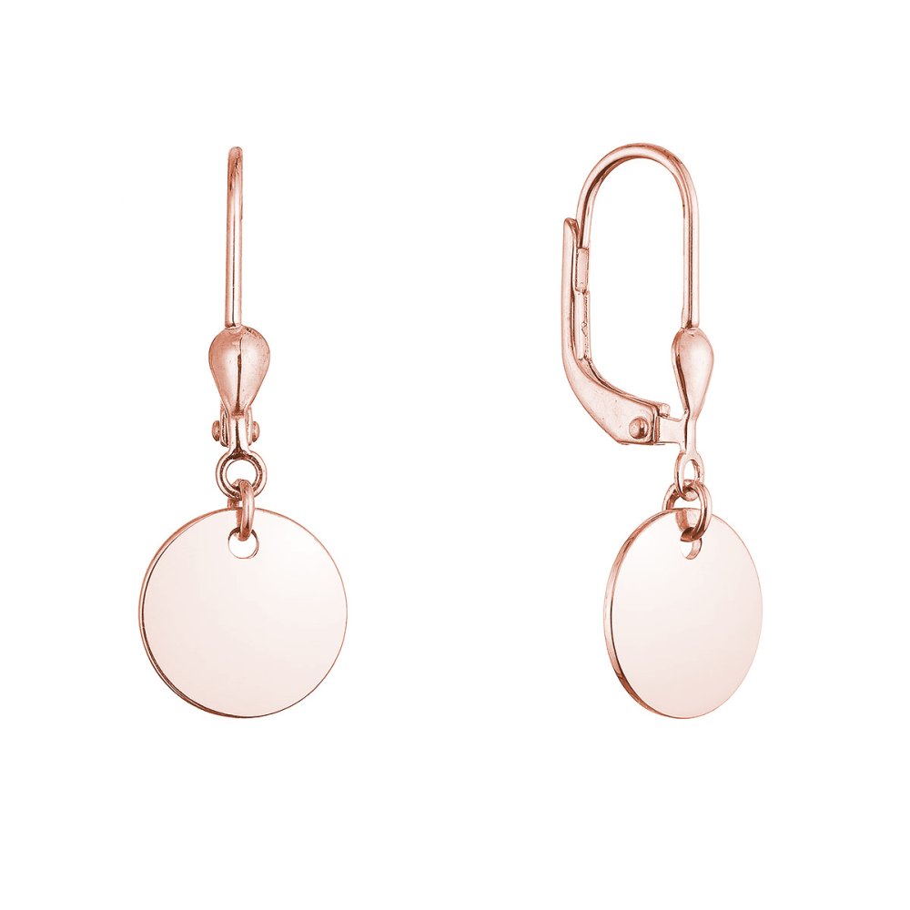 Pozlacené stříbrné náušnice placičky 61134 rose gold