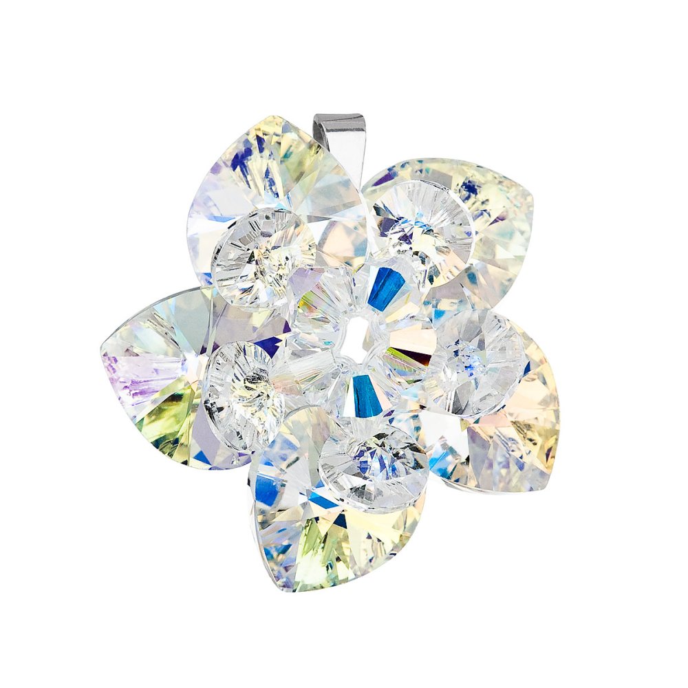 Stříbrný přívěsek s krystalem Swarovski AB efekt květina 34072.2 AB