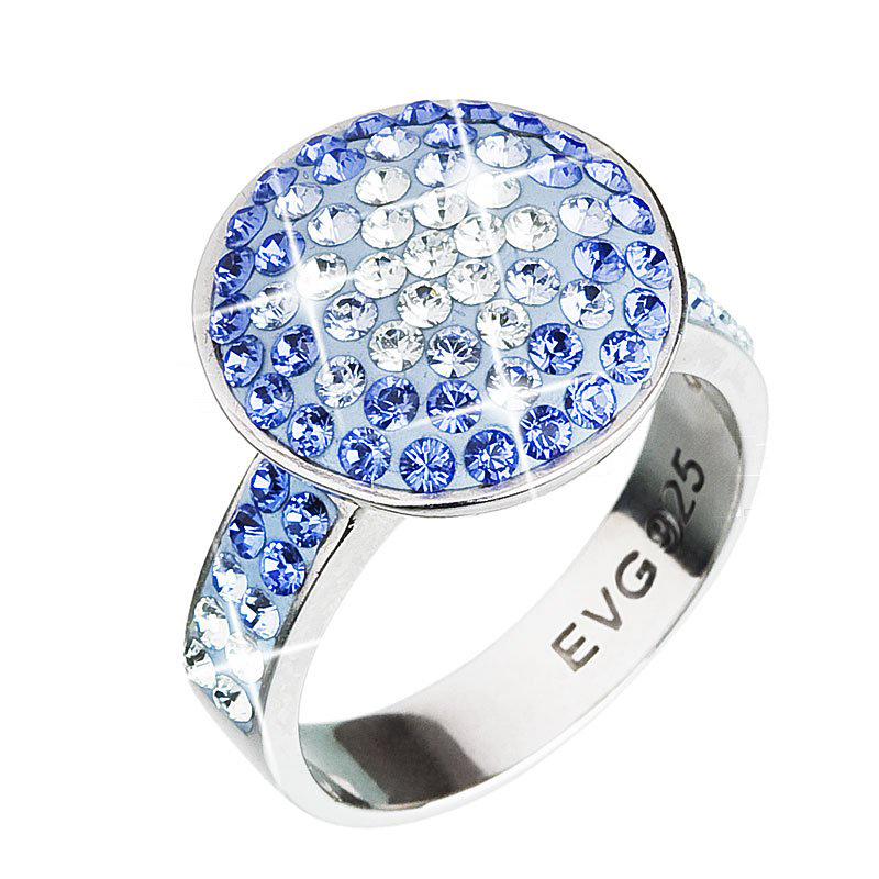 Prsten Swarovski Elements modré kolečko