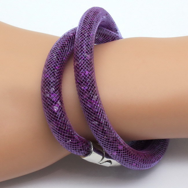 Náramek tmavě fialový Stardust s křišťály dvojitý