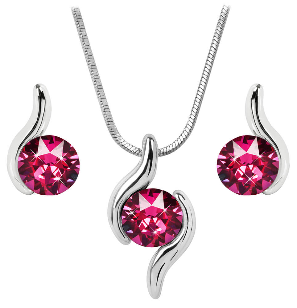 Souprava se Swarovski Elements vlnka růžová Fuchsia