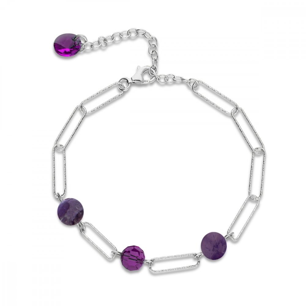 Stříbrný náramek fialový Trilliant B4706AM6AMD Amethyst