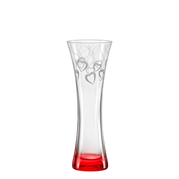 Levně Skleněná váza srdce Love dekor Q8183 19,5 cm