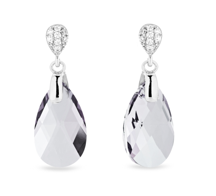 Levně Stříbrné náušnice s krystaly Swarovski Elements čirá kapka Dainty Drop KW610616C Krystal