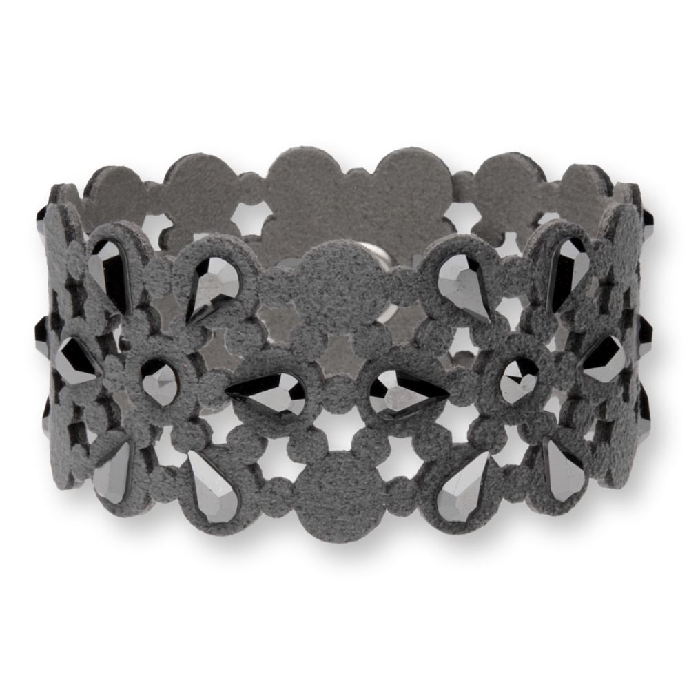 Náramek se Swarovski Elements krystaly šedý Daisy B2300HJ Jet Hematite