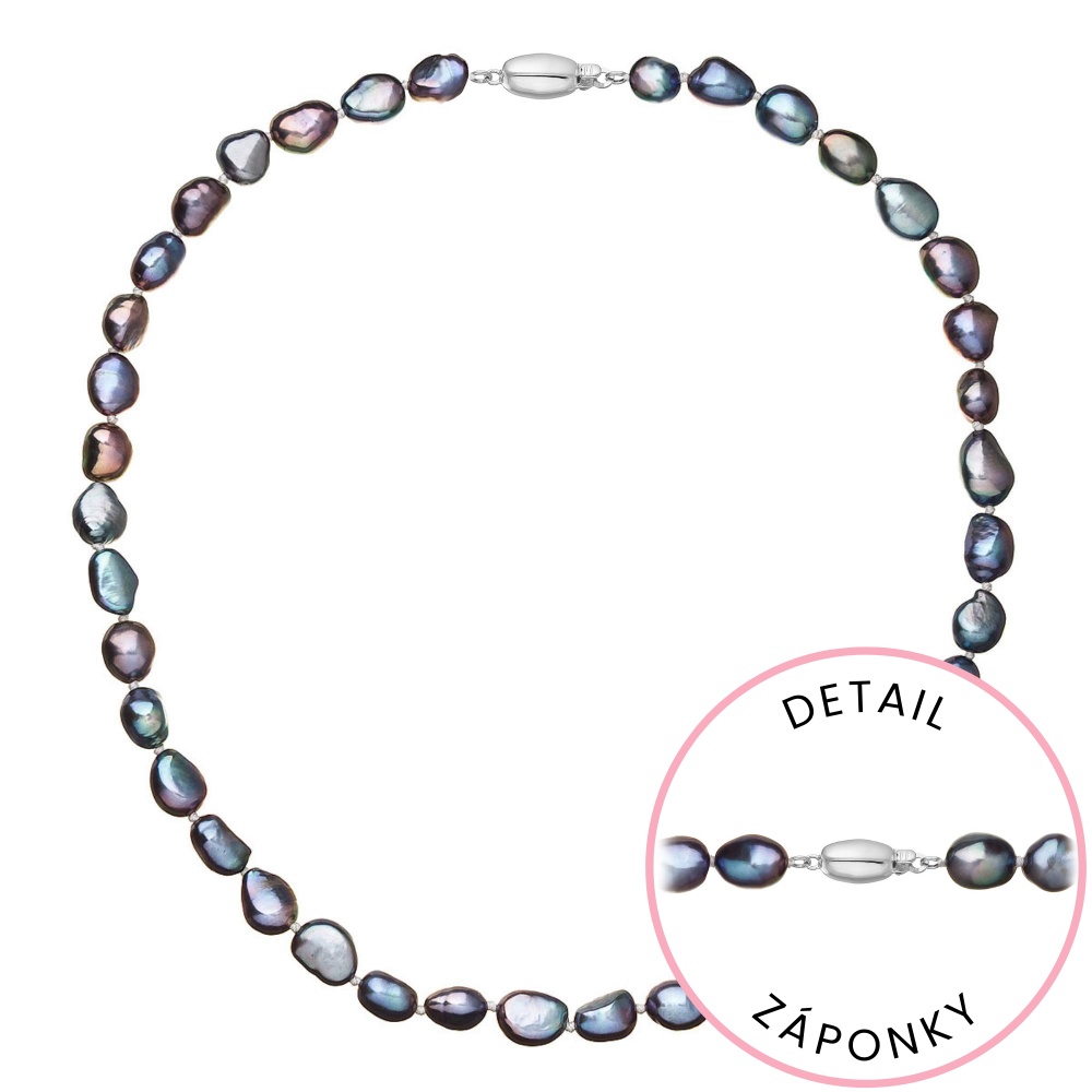 Perlový náhrdelník z říčních perel se zapínáním z bílého 14 karátového zlata 822027.3/9271B peacock,Perlový náhrdelník z říčních perel se zapínáním z
