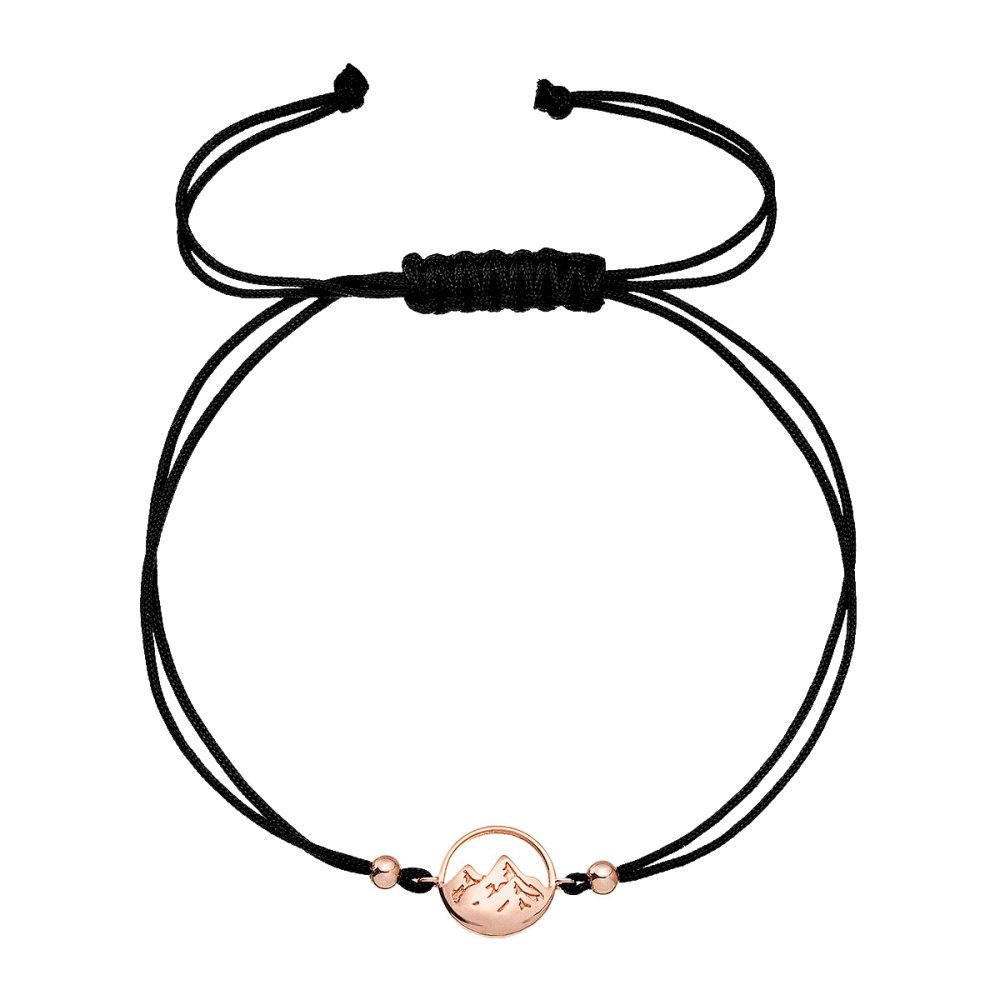 Levně Kabbalah pozlacený rose gold náramek hory 13090.1 černý