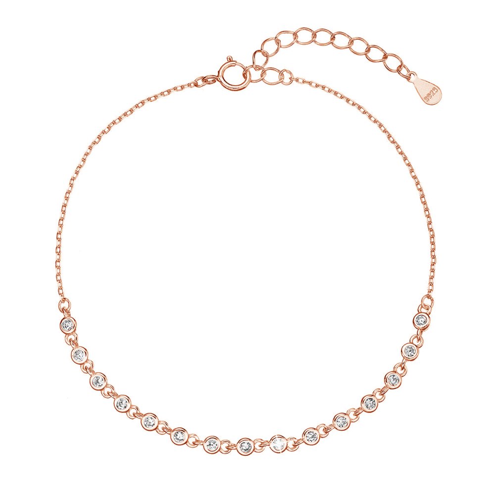 Levně Pozlacený stříbrný ROSE náramek s malými zirkony 13031.1 crystal