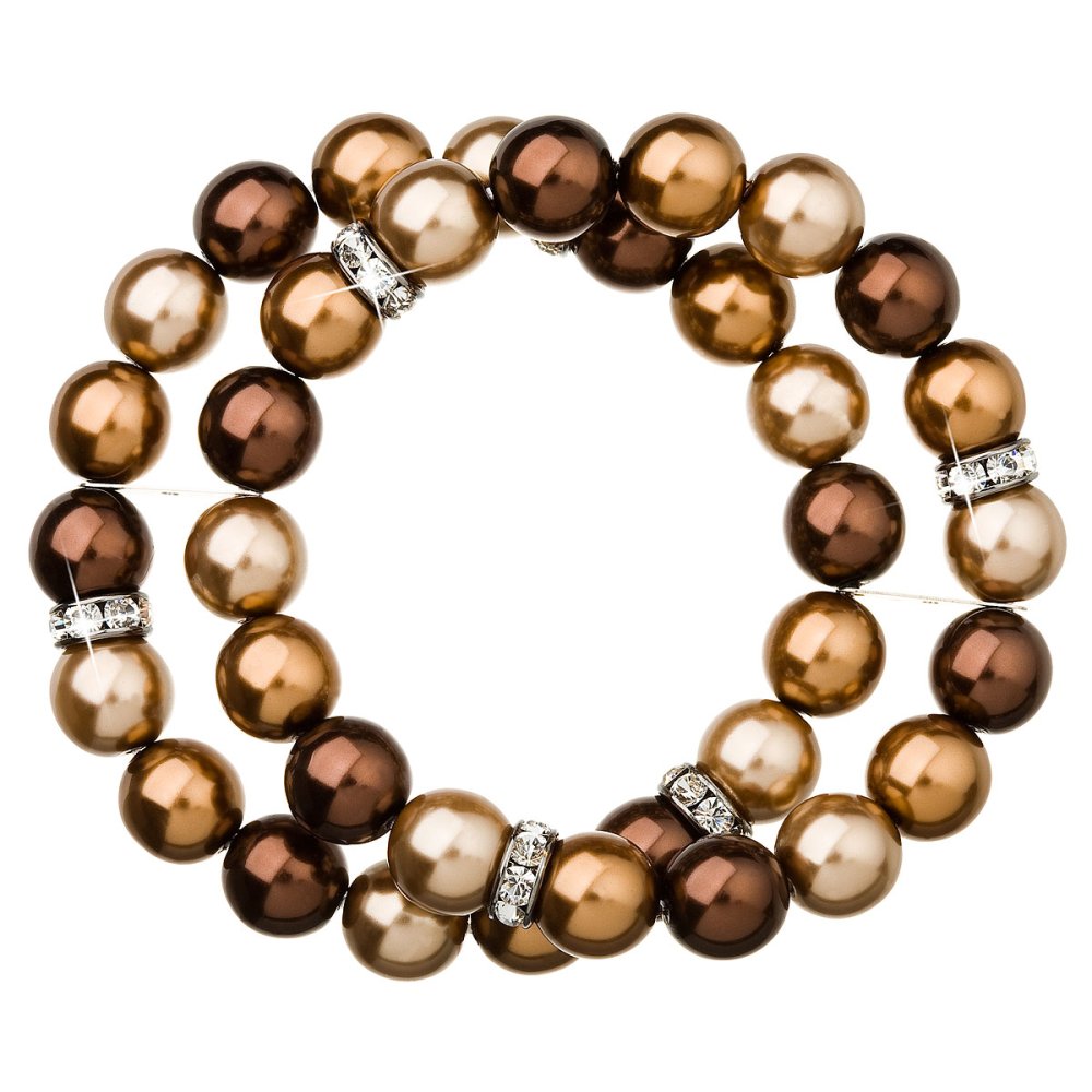 Levně Náramek perlový se Swarovski Elements 33065.3 Brown