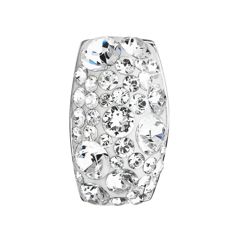 Levně Stříbrný přívěsek s krystaly Swarovski bílý obdélník 34194.1 Krystal