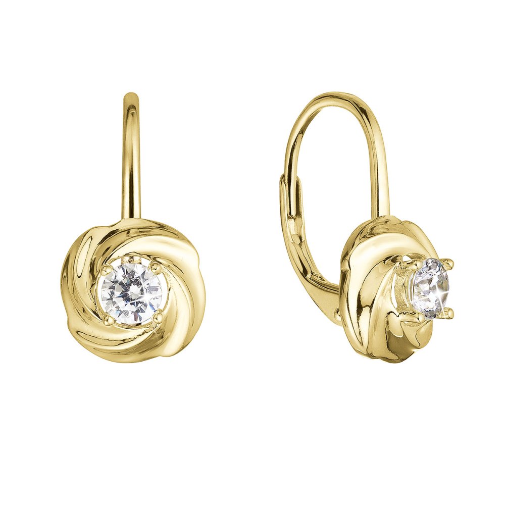 Levně Pozlacené stříbrné náušnice se zirkonem 11507.1 crystal