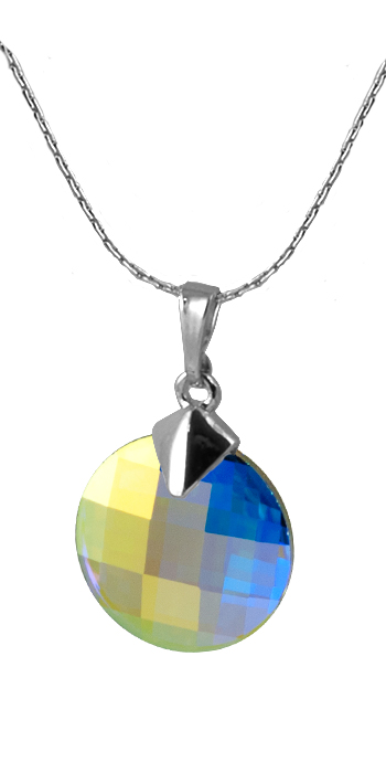 Náhrdelník se Swarovski Elements diskokruh AB 14 mm