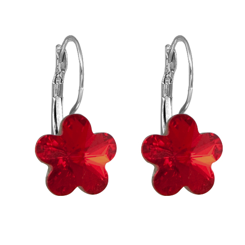 Náušnice Swarovski Elements květinka, visací, světle červené