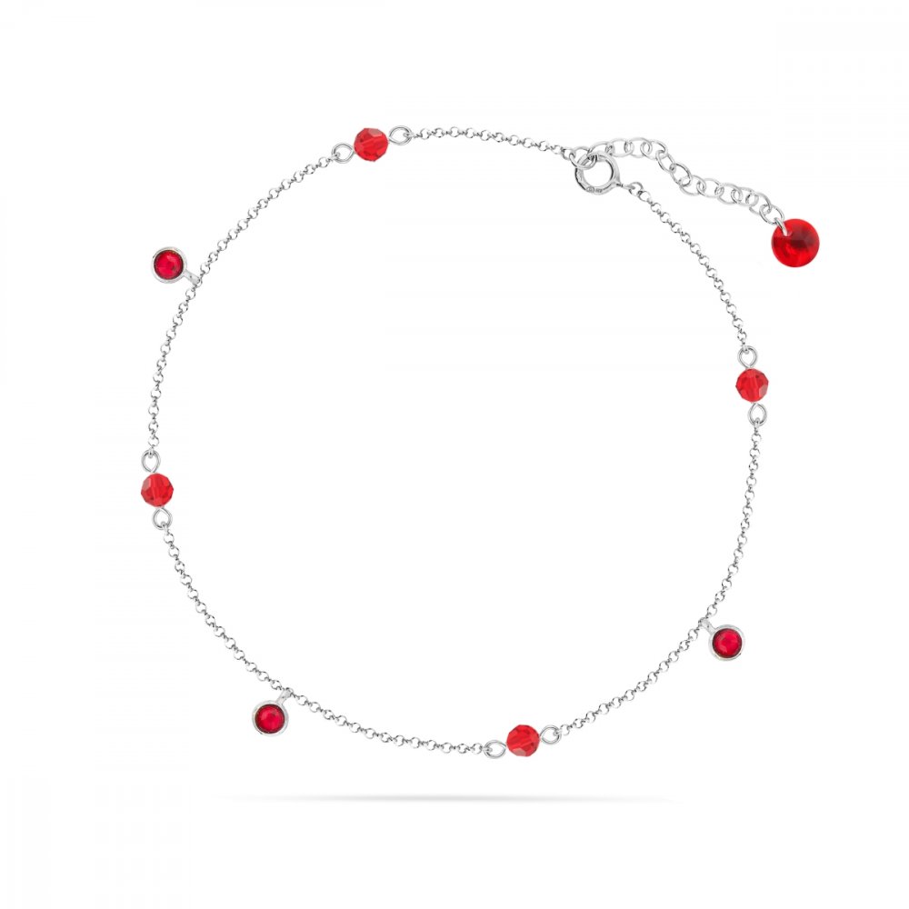 Řetízek na nohu červený se Swarovski Elements Kalo BA20385000LSI Light Siam