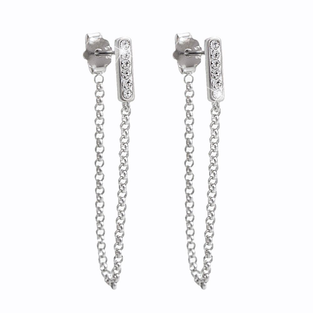 Náušnice bílé řetízkové se Swarovski Elements Krystal