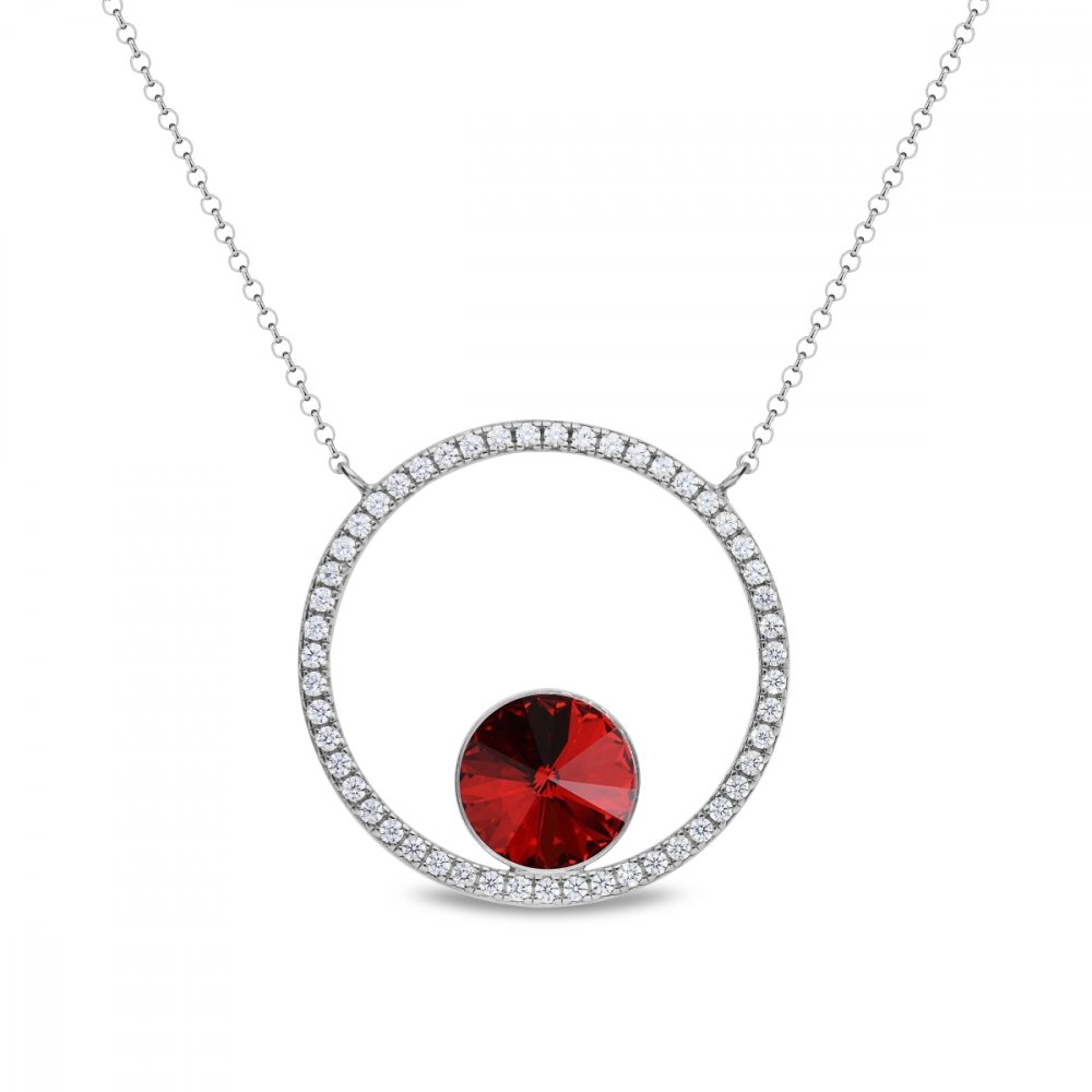 Stříbrný náhrdelník červený se Swarovski Elements Orbita NCD1122SS47SC Scarlet