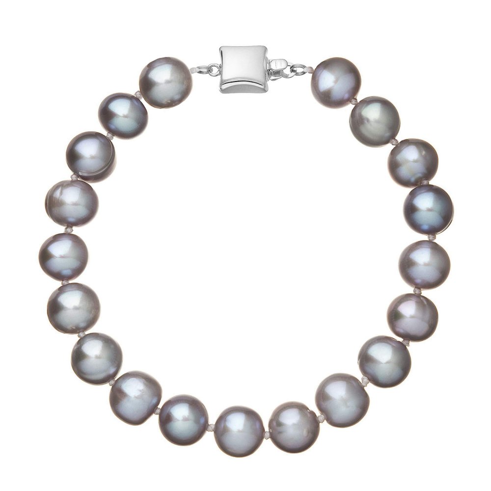 Perlový náramek z říčních perel se zapínáním z bílého 14 karátového zlata 823010.3/9268B grey,Perlový náramek z říčních perel se zapínáním z bílého 14