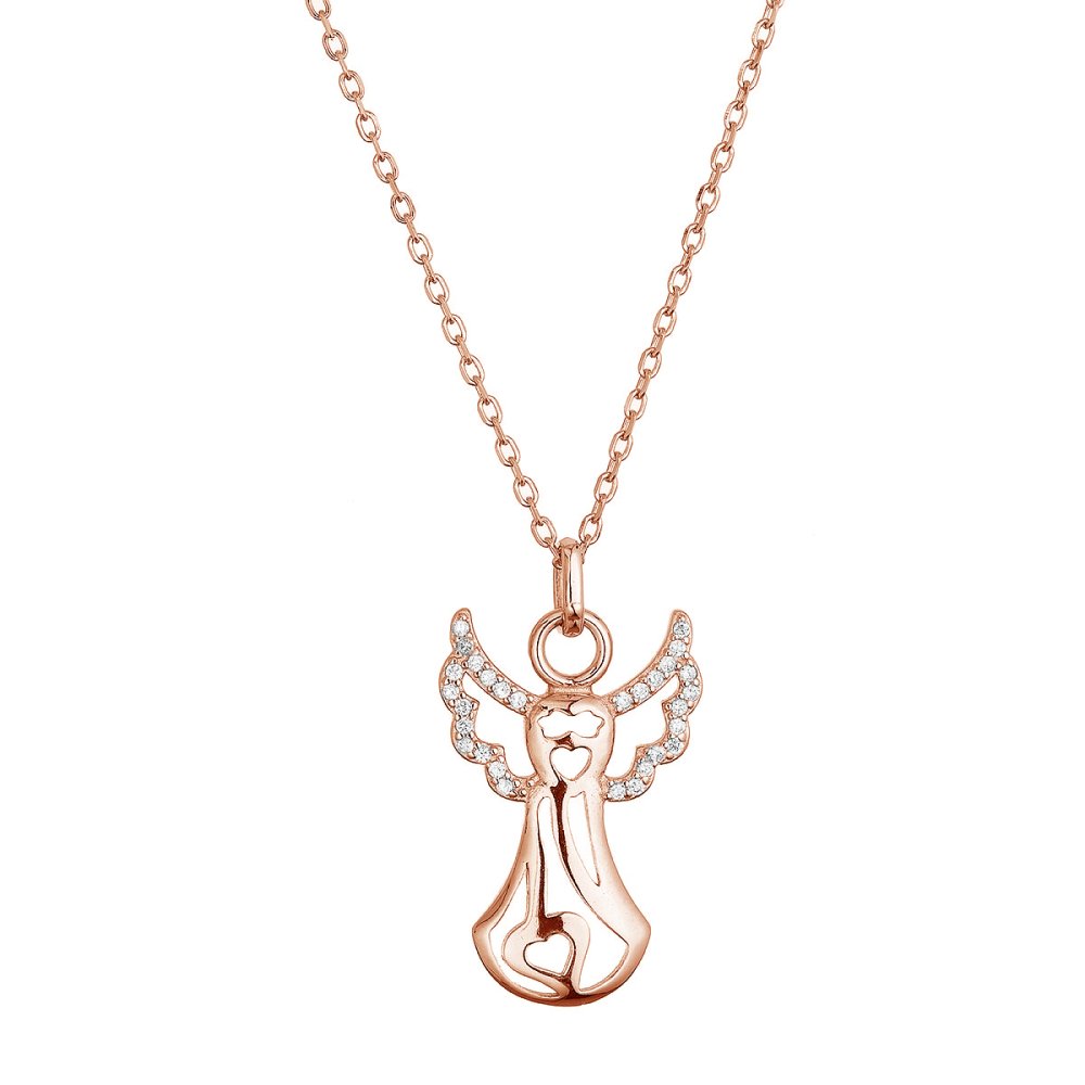 Pozlacený stříbrný náhrdelník anděl 12122.1 rose gold